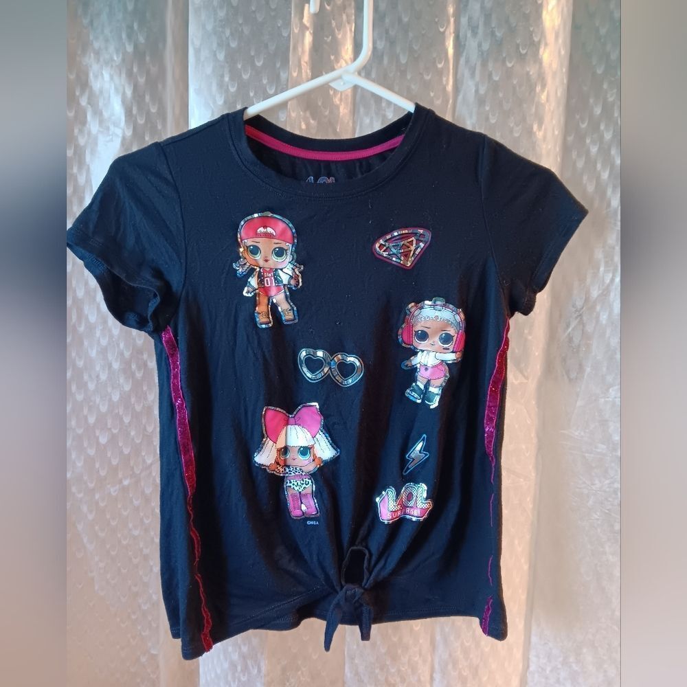 L.O.L. Surprise! Black Kids T-Shirt with Fun Graphics Size L(10/12) Preowned
